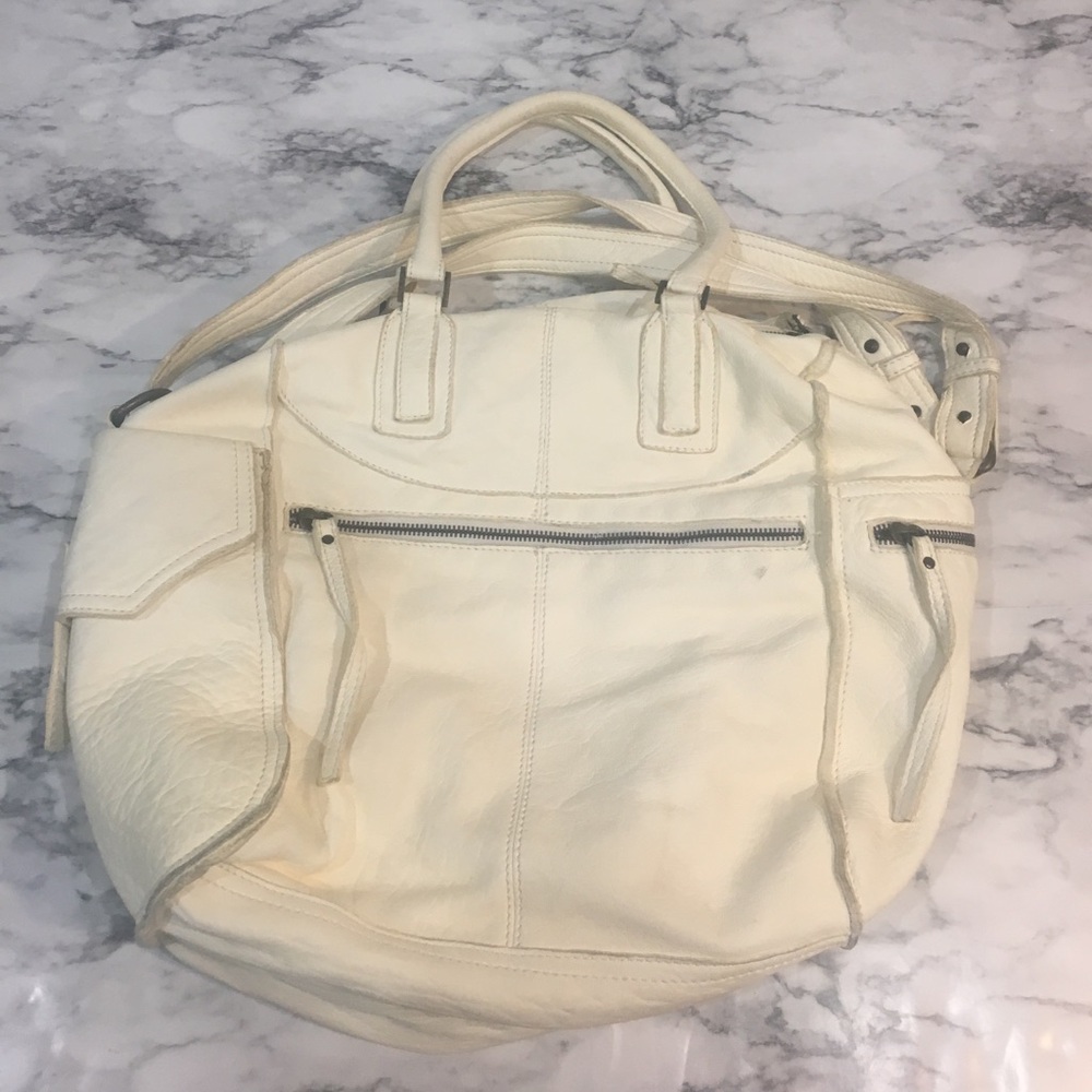 Sundance Cream Leather Satchel Bag